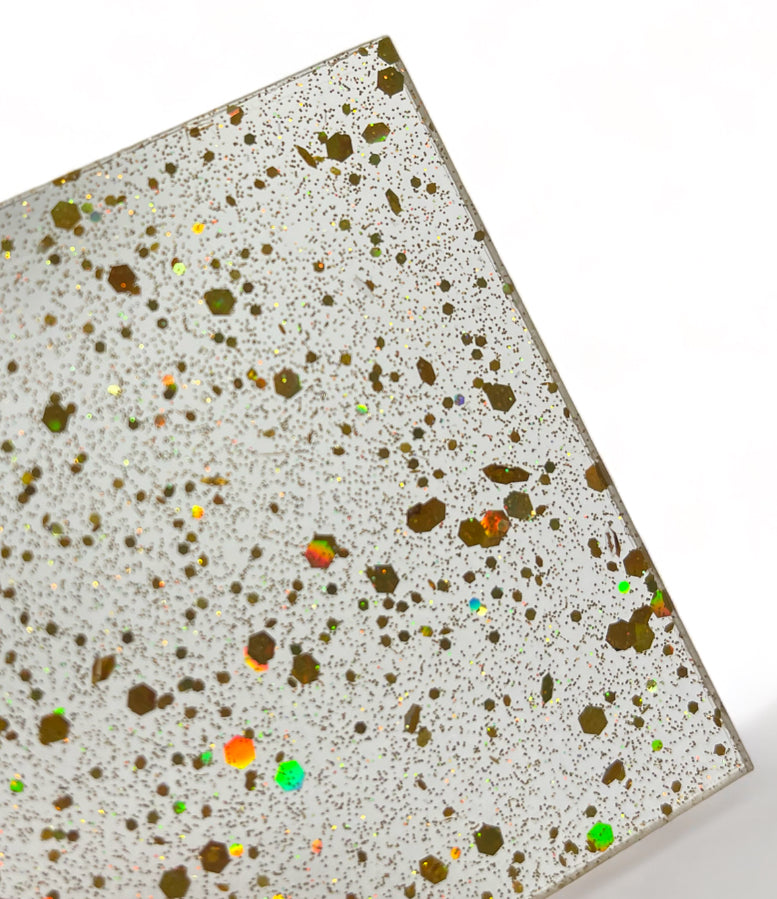 Gold Holographic Dots on Clear